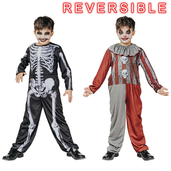 Reversible Clown Skeleton Boys Costume